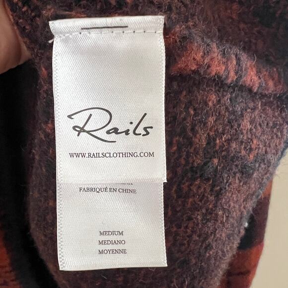 Rails Colleen Sweater Rust Black Plaid Knitwear Size M - Picture 7 of 16
